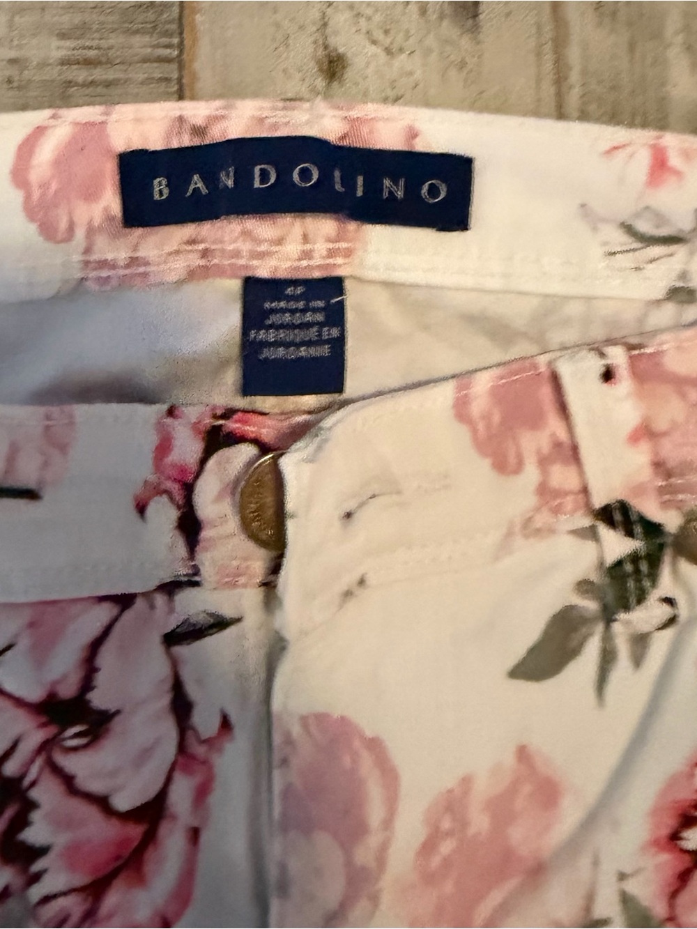 Bandolino White Lisbeth Ankle Jeans with Pink Floral Print - Picture 3 of 5